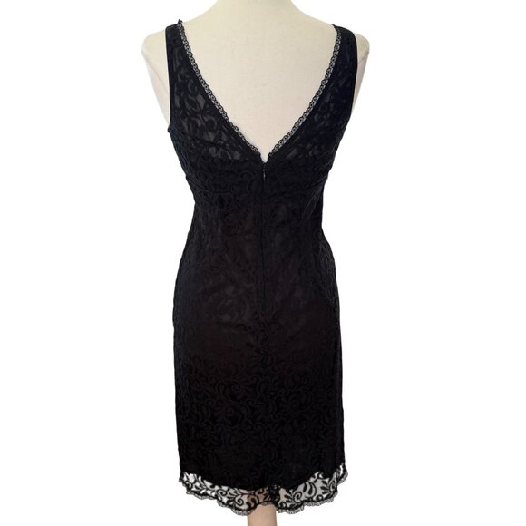Black Y2K‎ Sleeveless Formal Dress Sequin Lace Bodice Babydoll V Neck & Back 8 - Picture 2 of 11